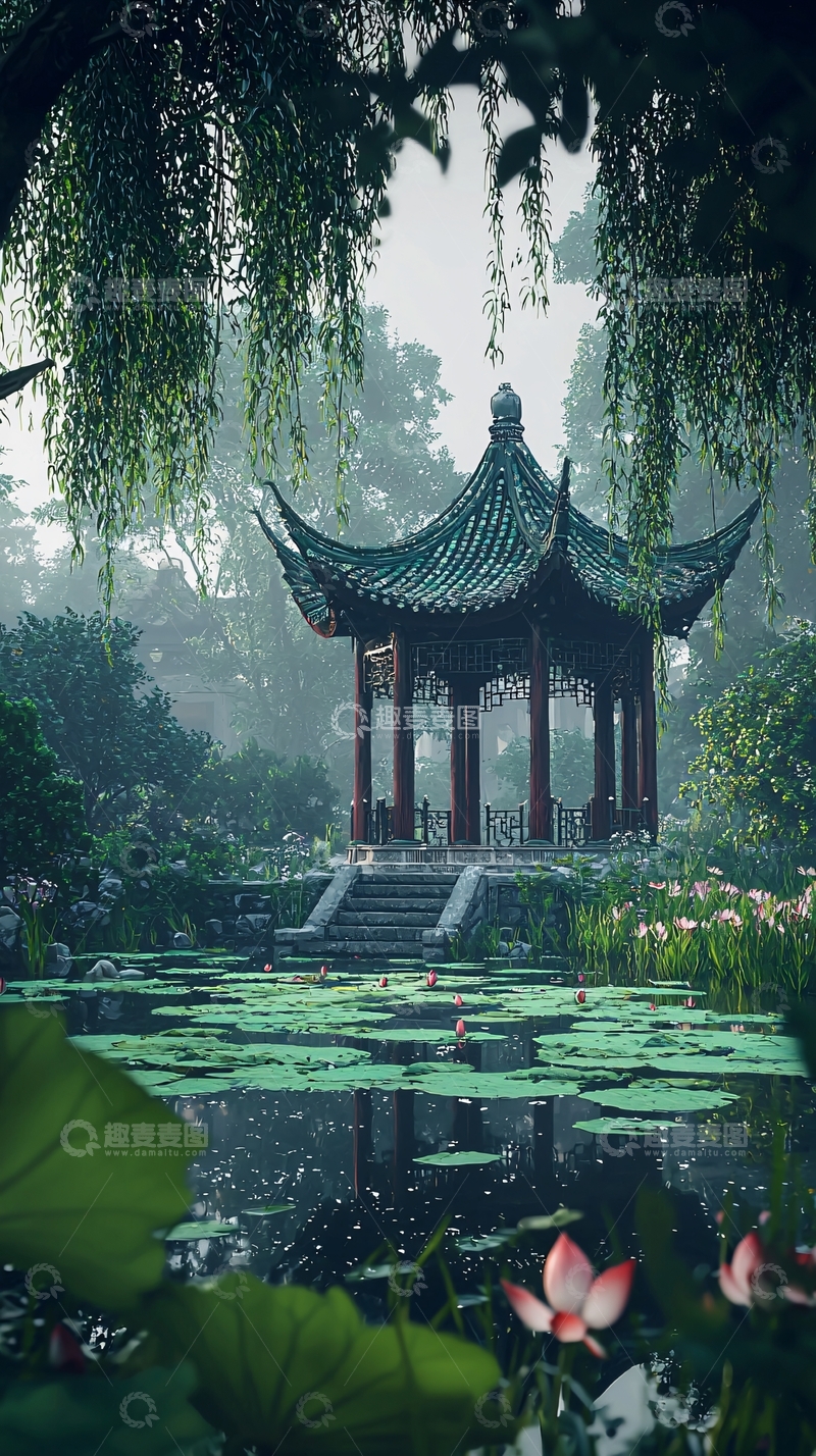 高清大图下载【趣麦麦图】中式园林亭台