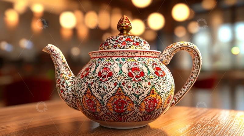 高清大图下载【趣麦麦图】精美手绘泰国风格茶壶