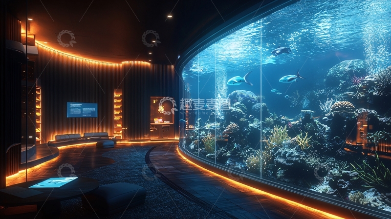 高清大图下载【趣麦麦图】未来感水族馆内景