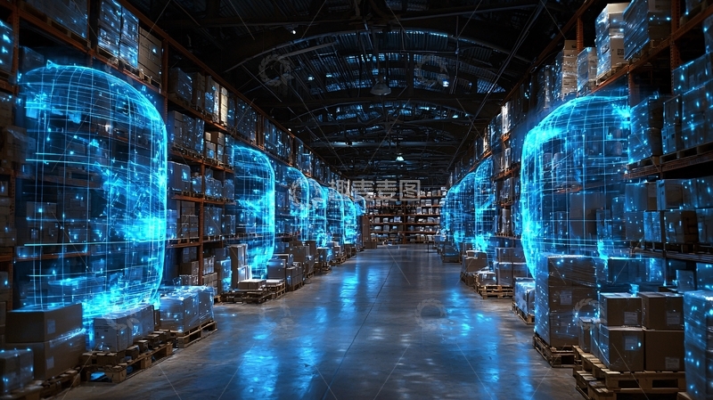 高清大图下载【趣麦麦图】仓库中的蓝色数字人像