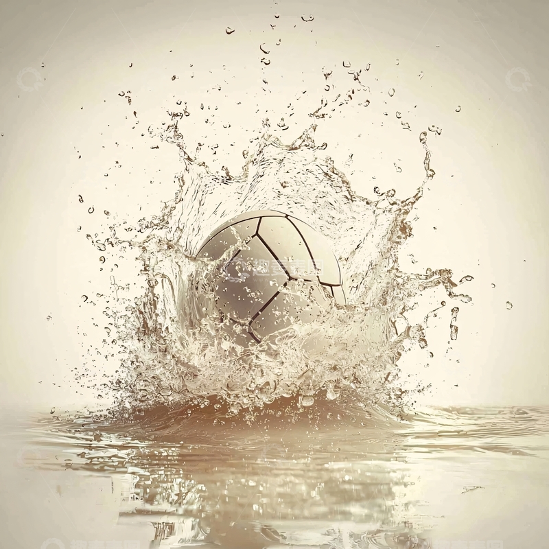 高清大图下载【趣麦麦图】水中排球冲击瞬间