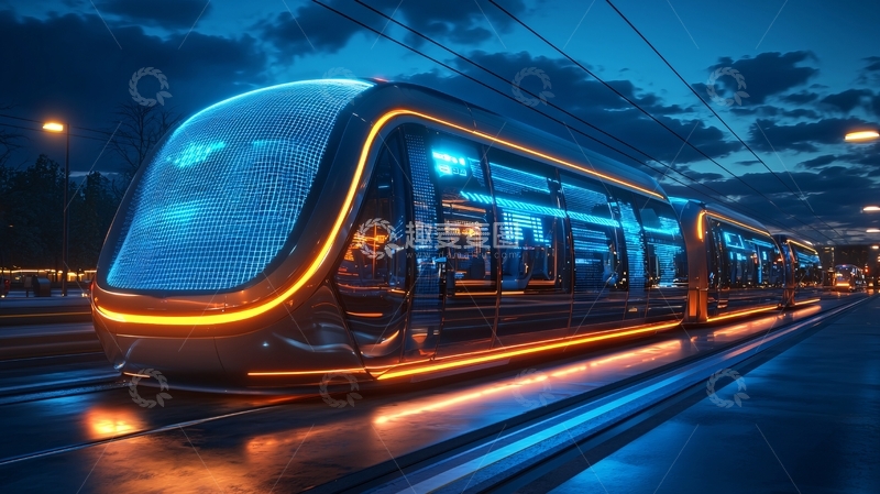 高清大图下载【趣麦麦图】未来主义风格的电车