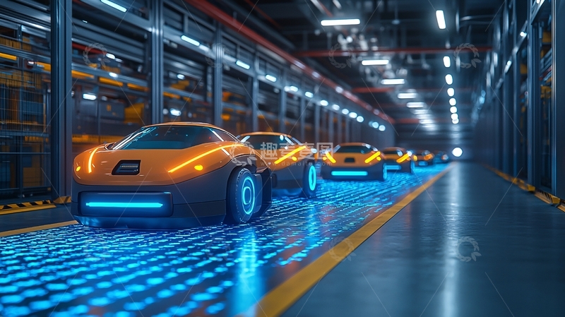 高清大图下载【趣麦麦图】未来科技感汽车生产线