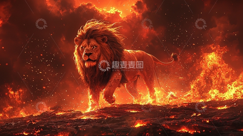 高清大图下载【趣麦麦图】烈火雄狮