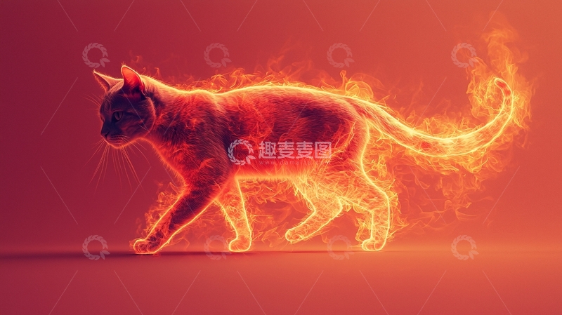 高清大图下载【趣麦麦图】燃烧的猫