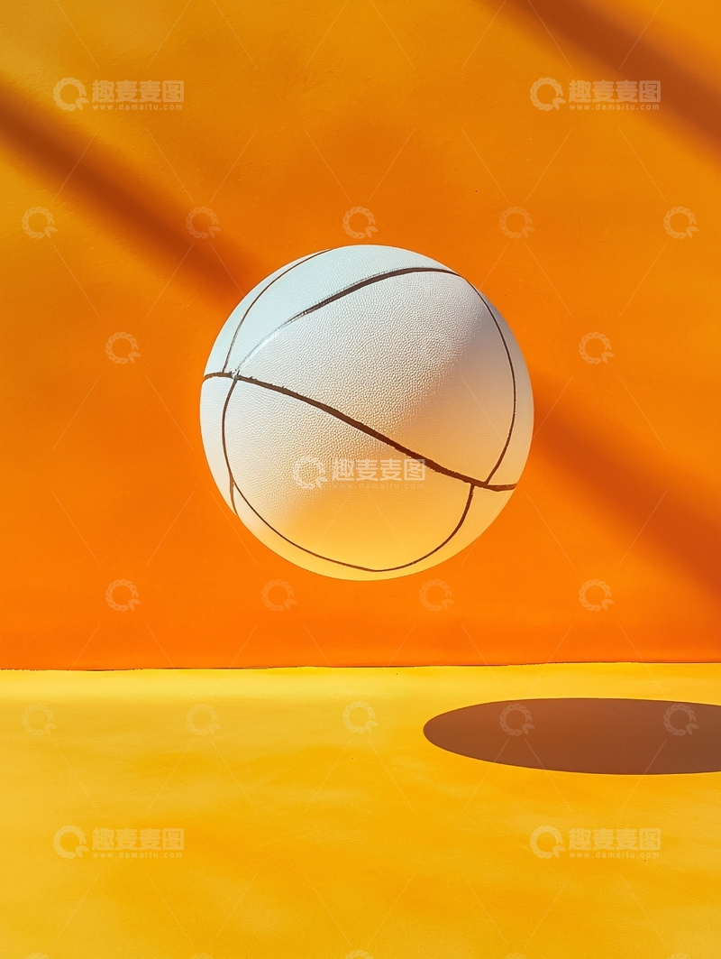 高清大图下载【趣麦麦图】漂浮的白色篮球