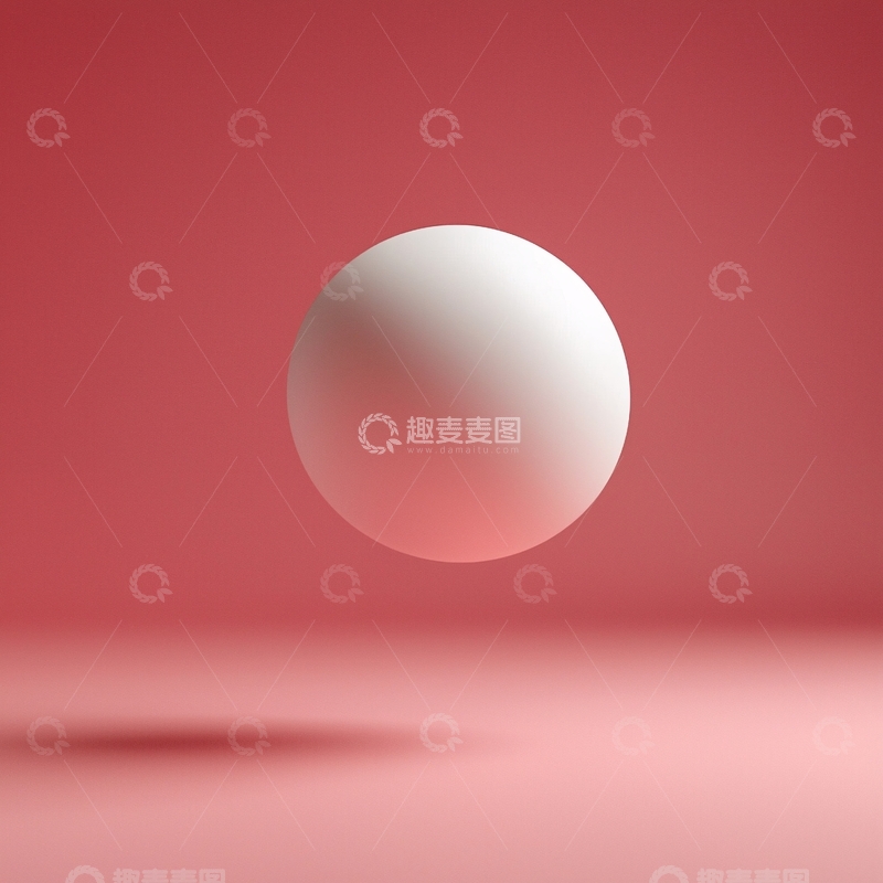 高清大图下载【趣麦麦图】白色球体悬浮于红色背景