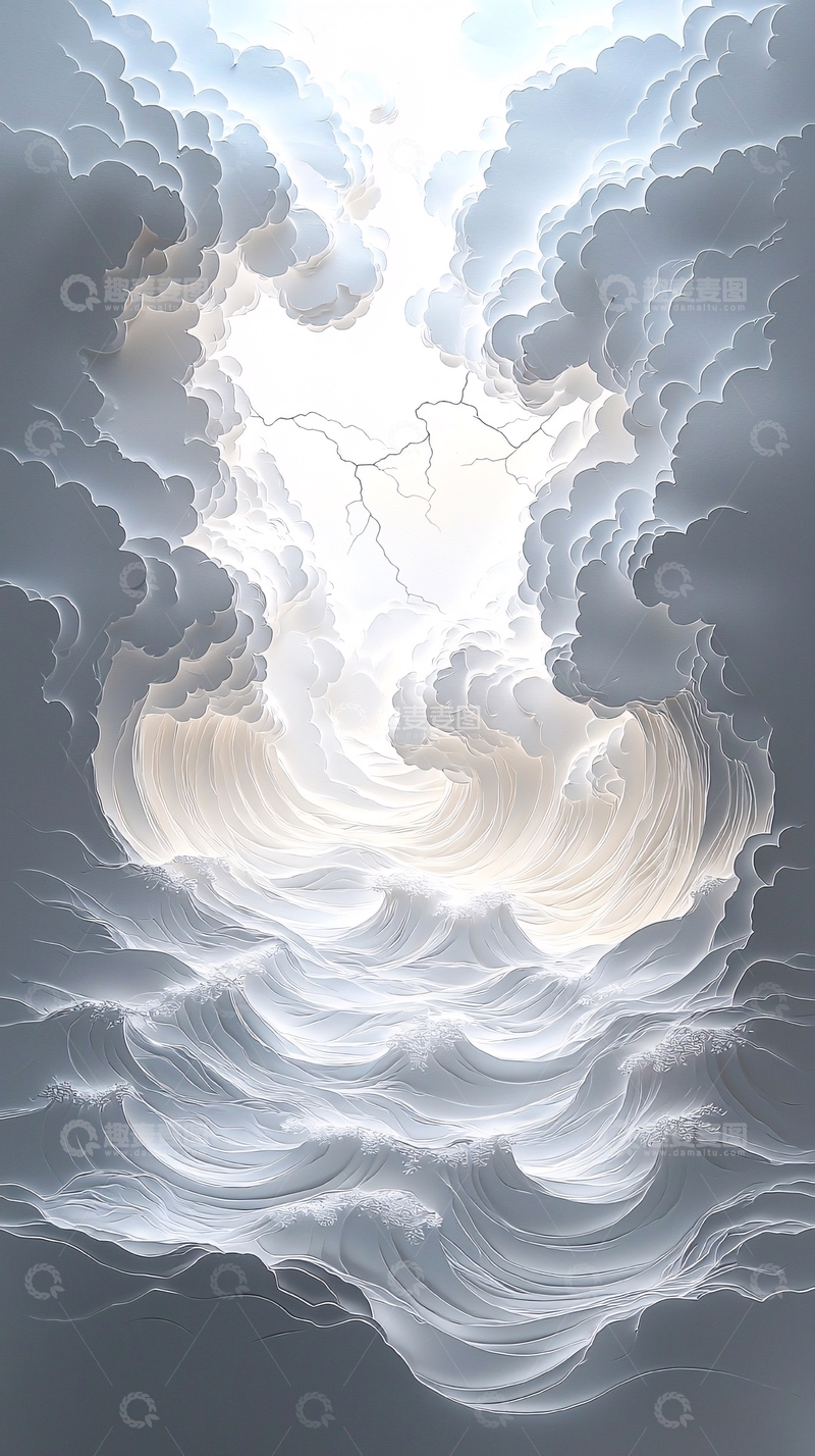高清大图下载【趣麦麦图】云层漩涡通向光明