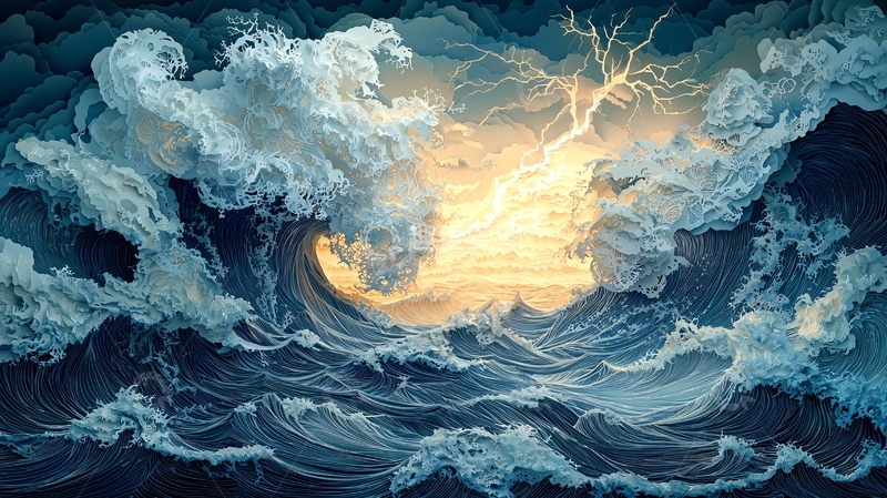 高清大图下载【趣麦麦图】波涛汹涌的海洋风暴