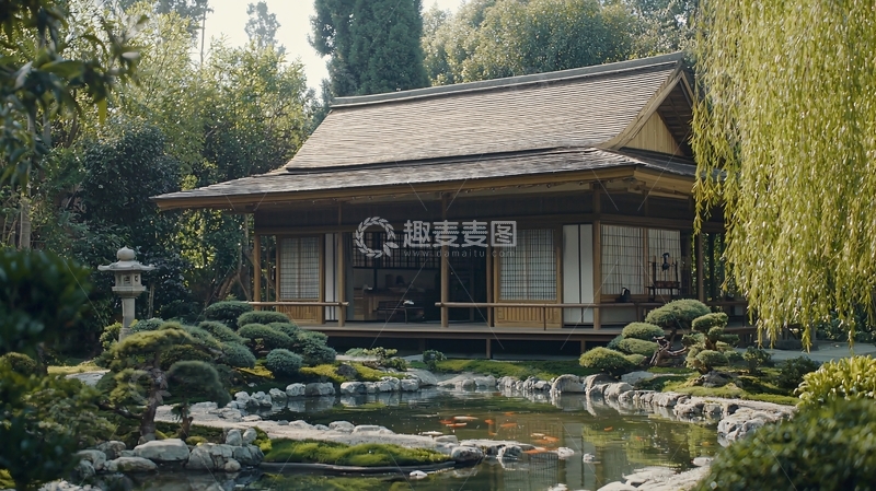 高清大图下载【趣麦麦图】日式庭院木屋
