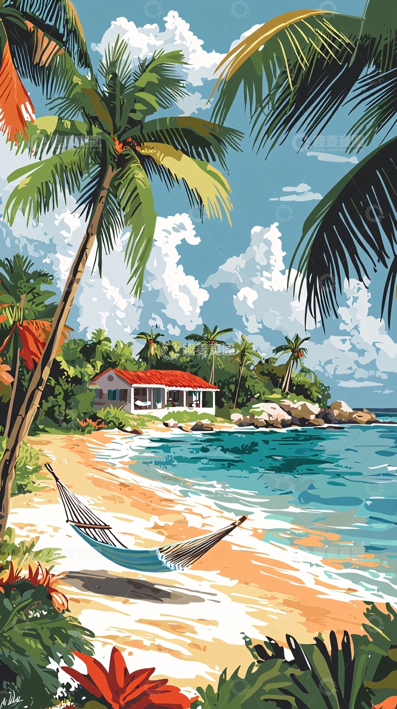 高清大图下载【趣麦麦图】热带海滩度假屋