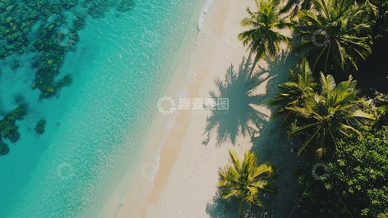 高清大图下载【趣麦麦图】热带海滩鸟瞰图