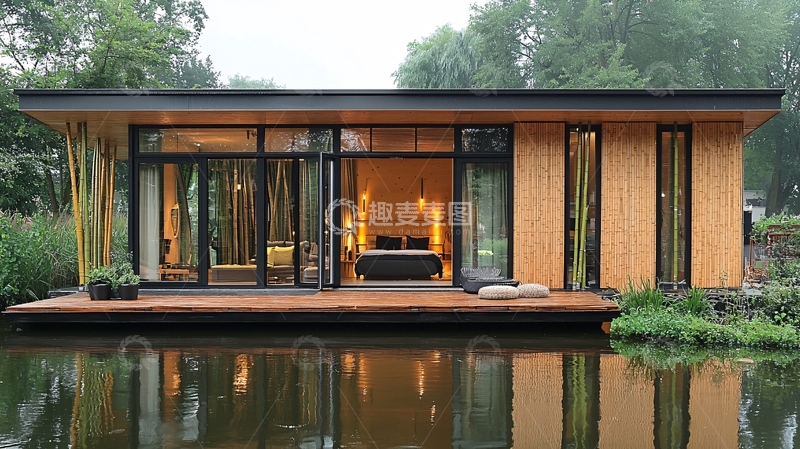 高清大图下载【趣麦麦图】现代简约水上木屋