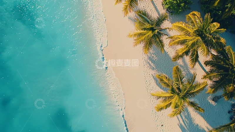 高清大图下载【趣麦麦图】沙滩椰林海边景色