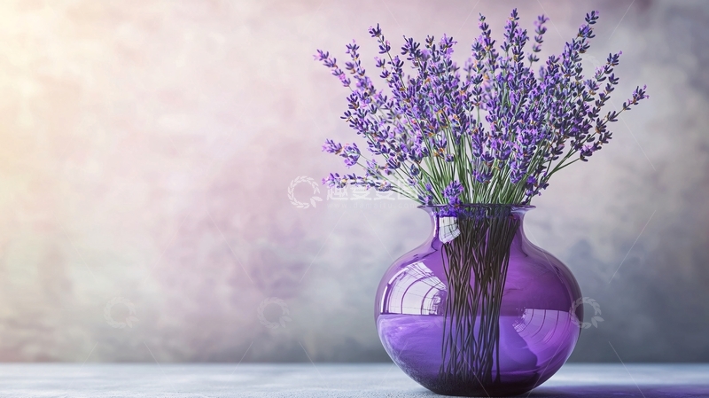 高清大图下载【趣麦麦图】薰衣草花束紫色花瓶