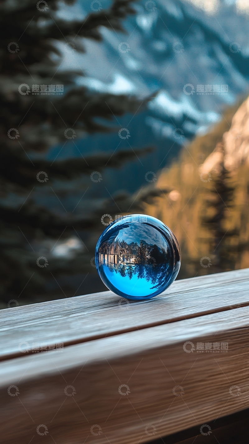 高清大图下载【趣麦麦图】水晶球映衬山景