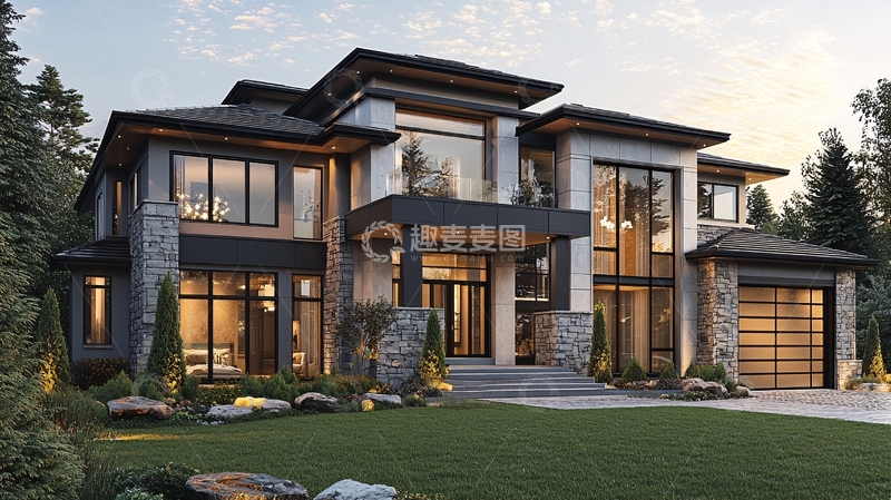 高清大图下载【趣麦麦图】现代风格双层别墅