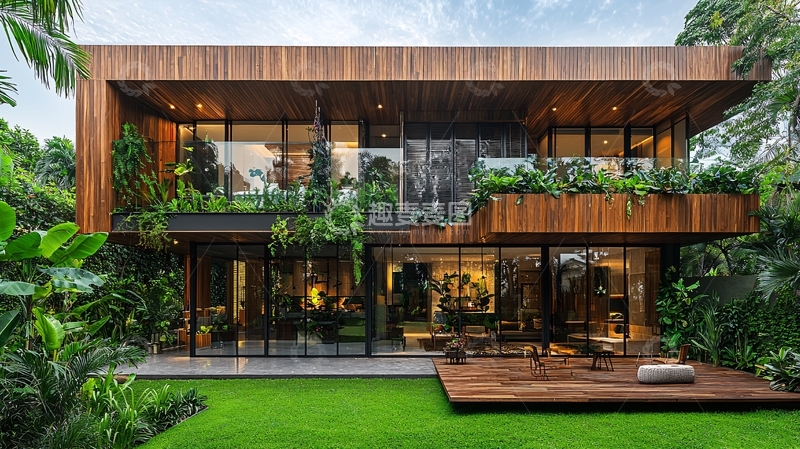 高清大图下载【趣麦麦图】现代木质别墅