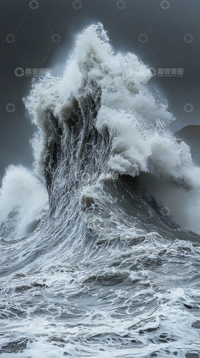 高清大图下载【趣麦麦图】狂风暴雨中的巨浪翻滚