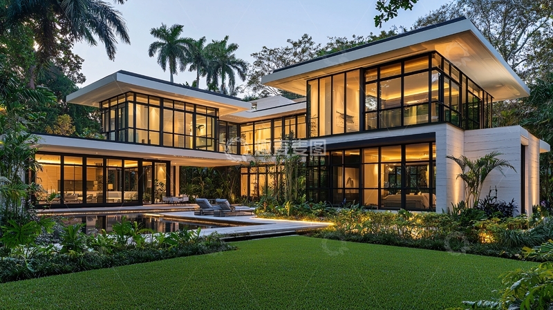 高清大图下载【趣麦麦图】现代风格别墅夜景