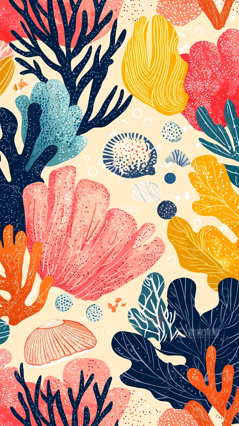 高清大图下载【趣麦麦图】珊瑚礁背景图案