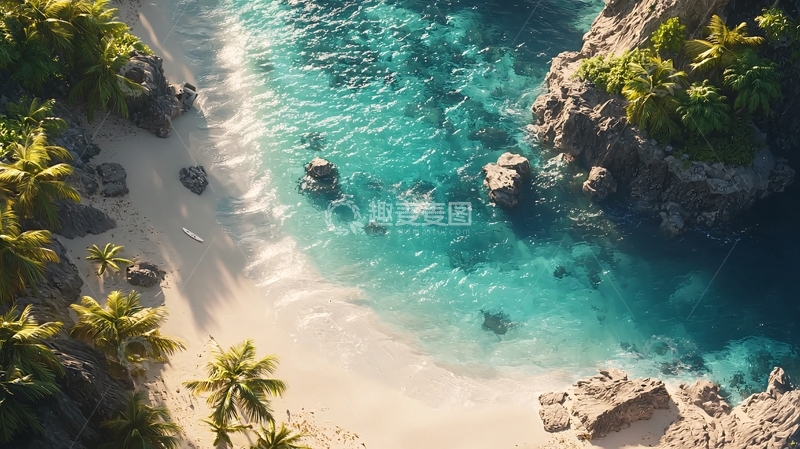 高清大图下载【趣麦麦图】热带海滩鸟瞰图