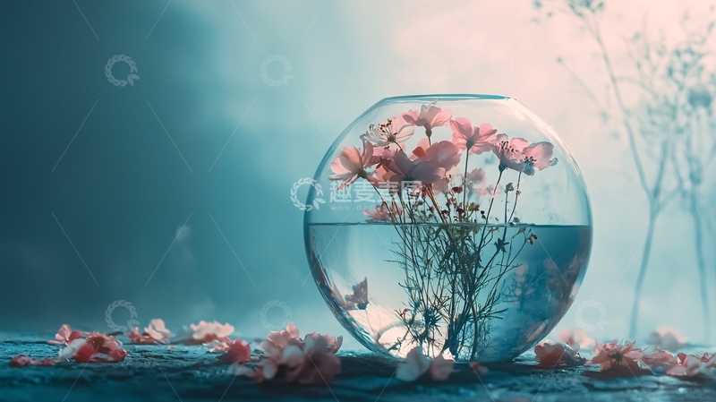 高清大图下载【趣麦麦图】朦胧梦幻花瓶插花