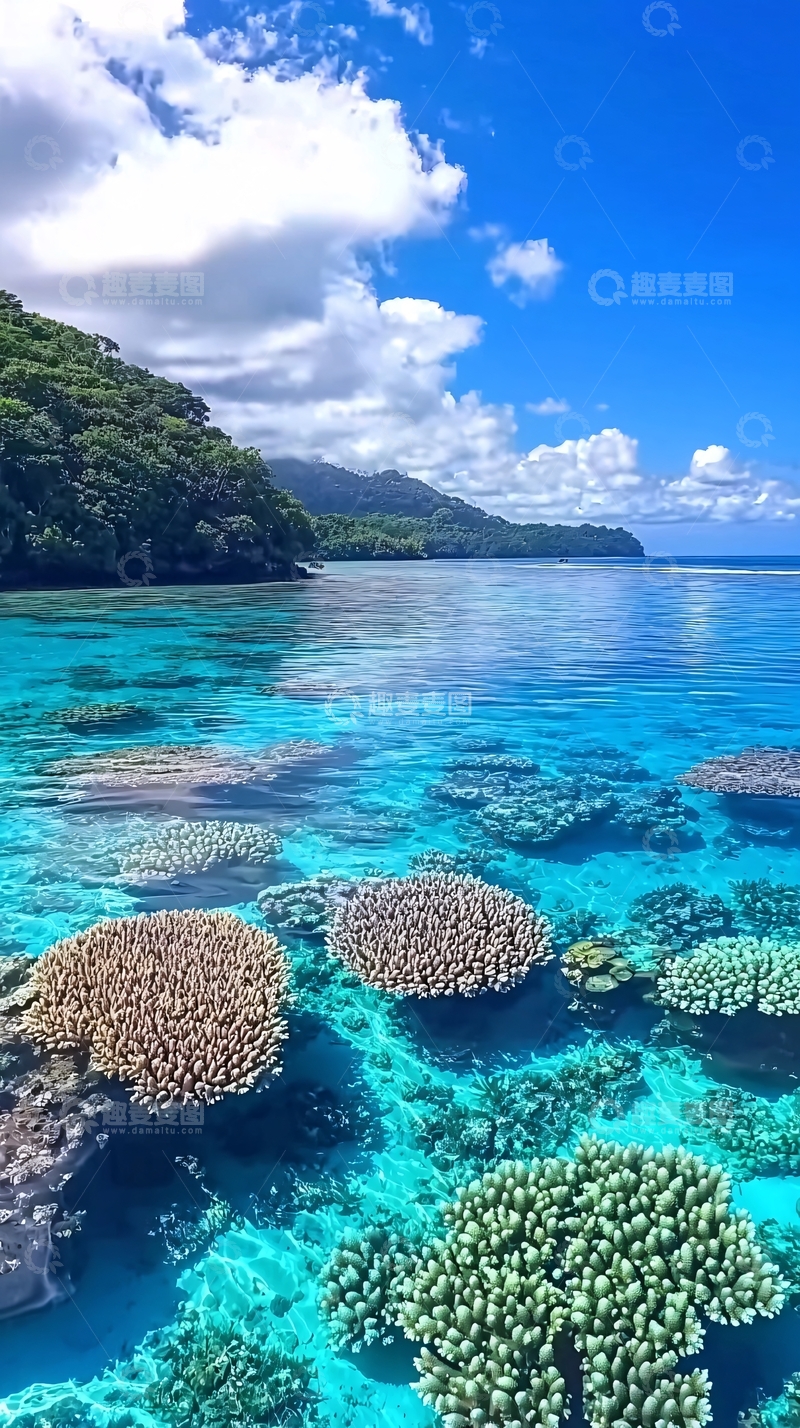 高清大图下载【趣麦麦图】热带海滩珊瑚礁风景
