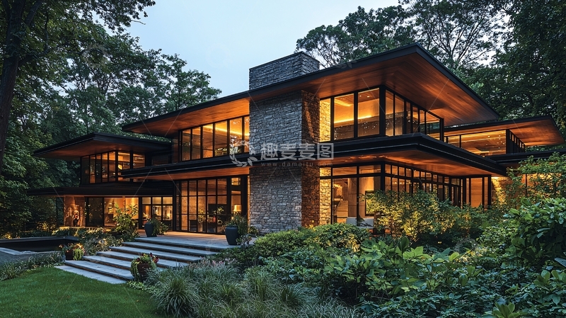高清大图下载【趣麦麦图】现代风格别墅夜景