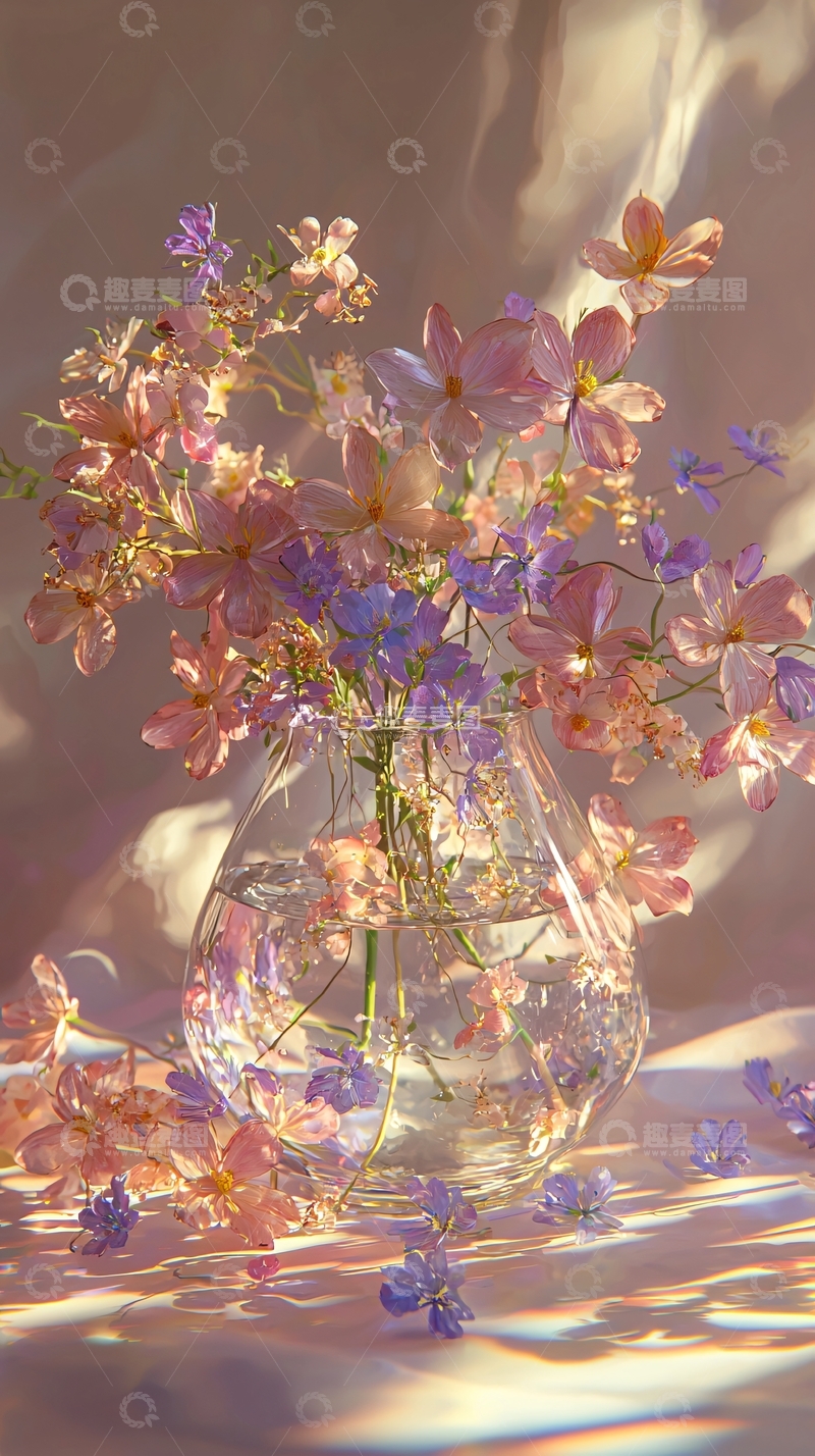 高清大图下载【趣麦麦图】透明的玻璃花瓶