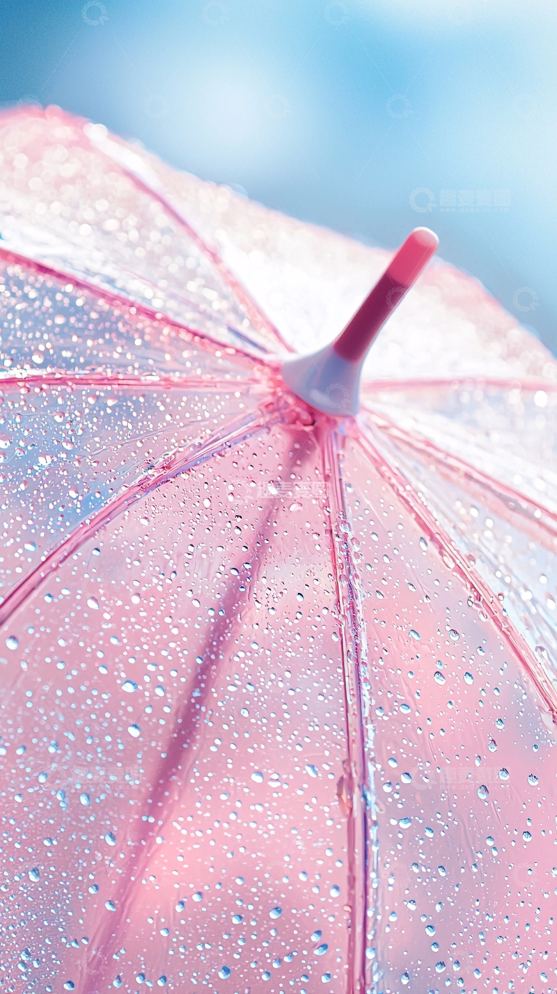 高清大图下载【趣麦麦图】粉色透明雨伞