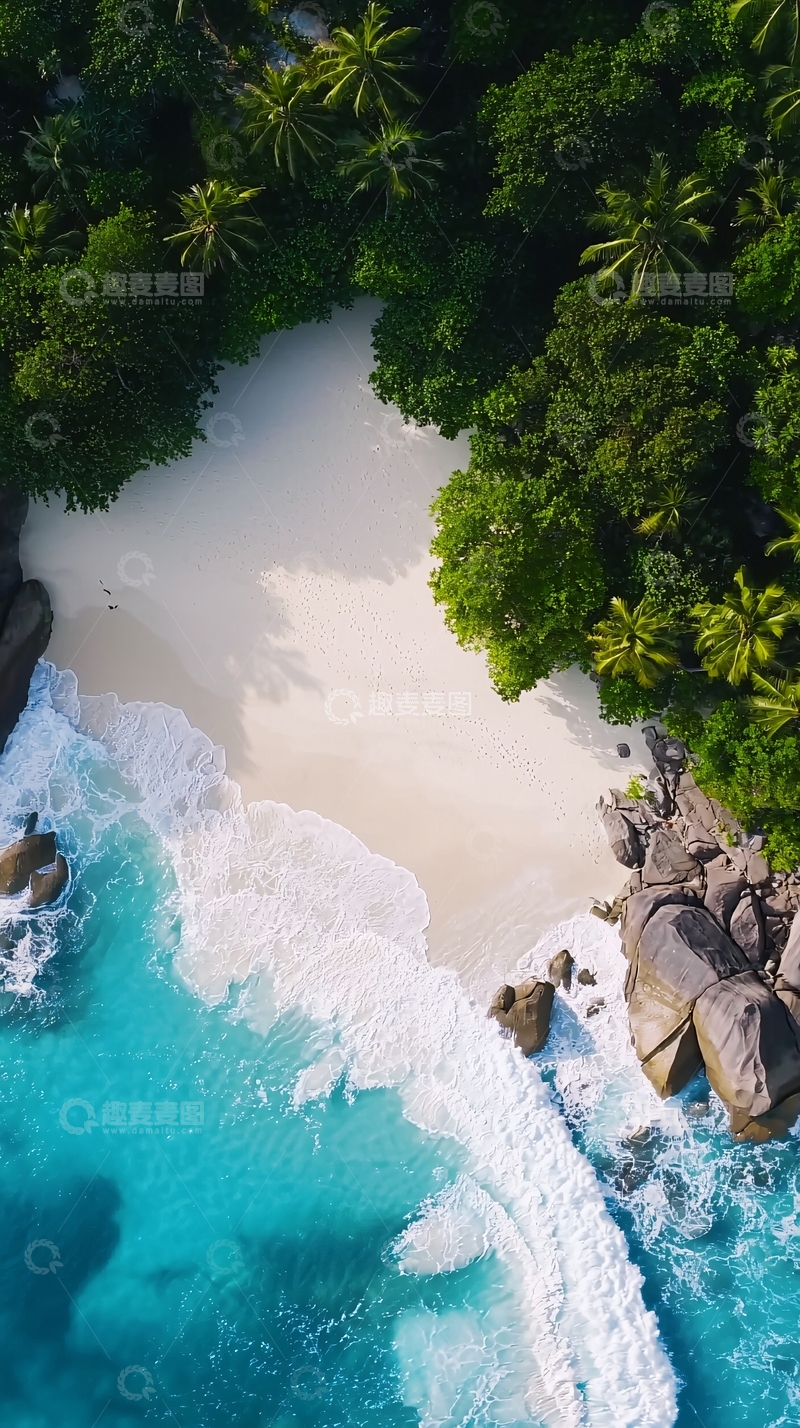 高清大图下载【趣麦麦图】热带海滩鸟瞰图
