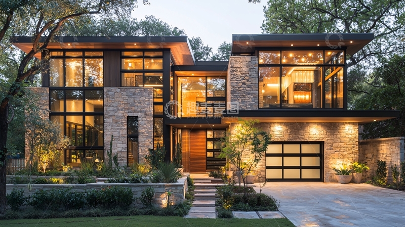 高清大图下载【趣麦麦图】现代风格豪宅外观