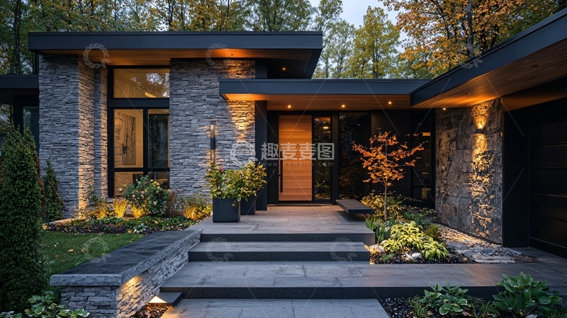 高清大图下载【趣麦麦图】现代简约别墅入口