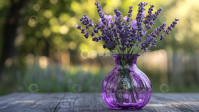 高清大图下载【趣麦麦图】薰衣草花束玻璃瓶
