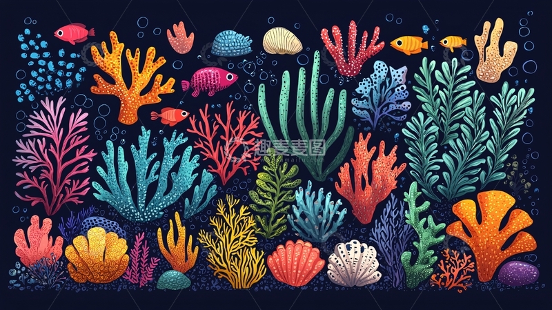 高清大图下载【趣麦麦图】水下珊瑚鱼群景观