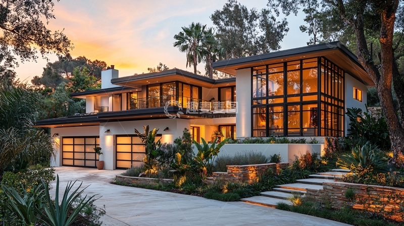 高清大图下载【趣麦麦图】现代风格别墅夜景