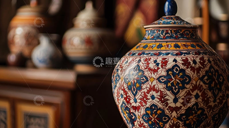 高清大图下载【趣麦麦图】手绘陶瓷花瓶