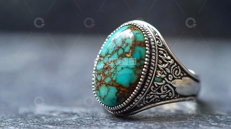 高清大图下载【趣麦麦图】银质绿松石戒指