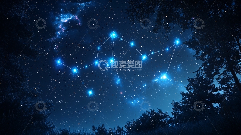 高清大图下载【趣麦麦图】夜空中的星座连线闪耀