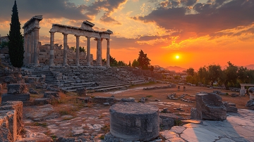 古希腊遗址的日落美景