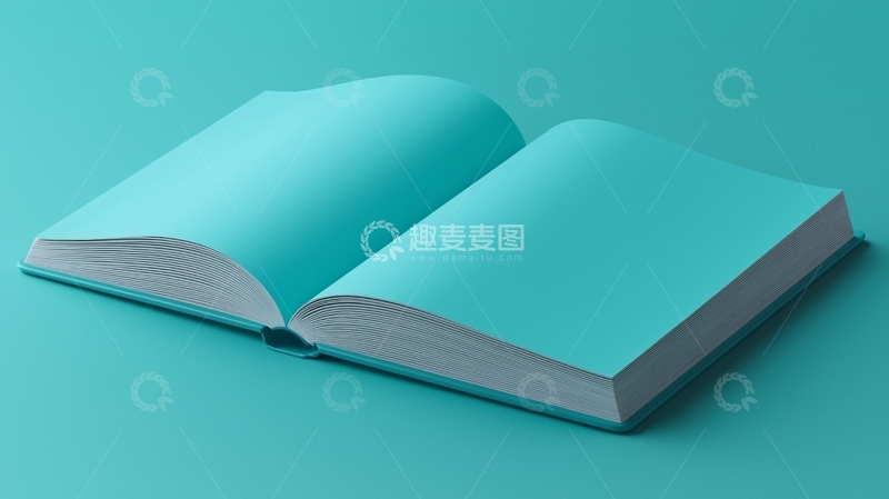高清大图下载【趣麦麦图】浅蓝色书籍打开的样机