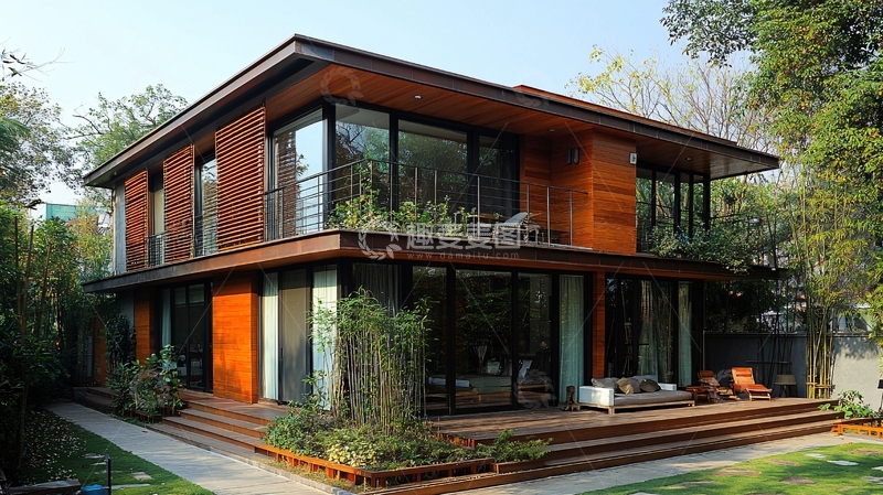 高清大图下载【趣麦麦图】现代木制两层住宅