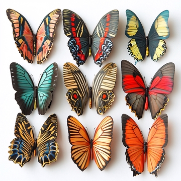 十二只彩色蝴蝶装饰