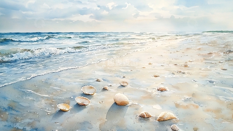 高清大图下载【趣麦麦图】海滩上的贝壳