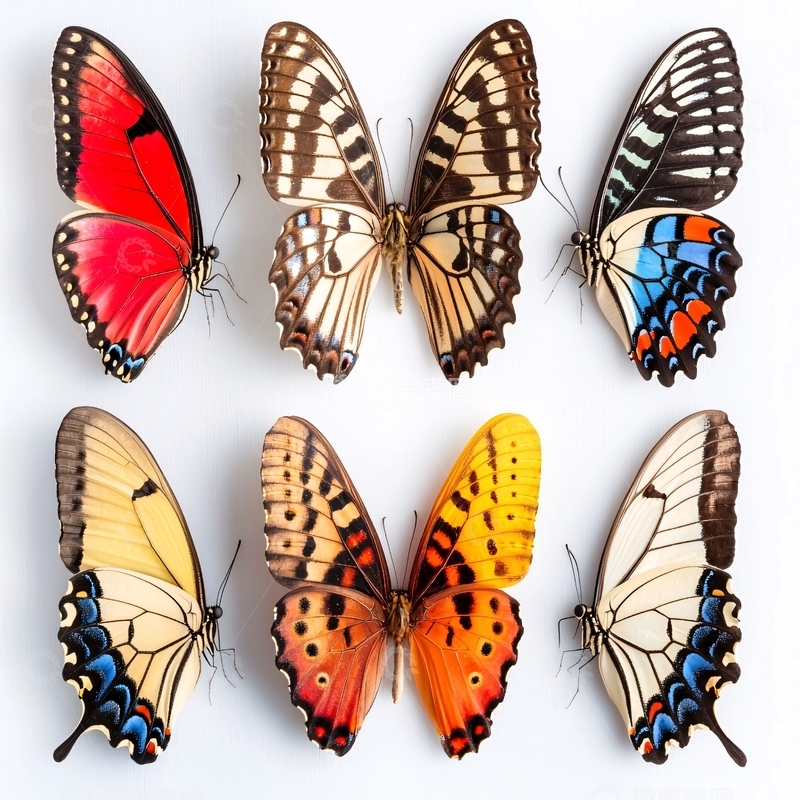 高清大图下载【趣麦麦图】彩色蝴蝶标本