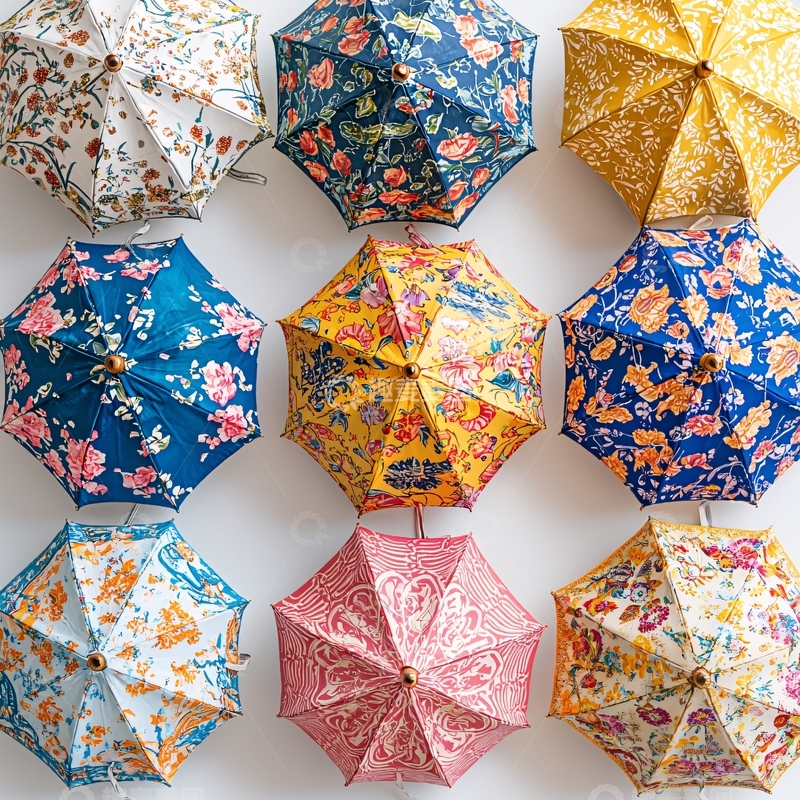 高清大图下载【趣麦麦图】花色雨伞排列