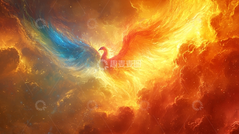 高清大图下载【趣麦麦图】火焰中飞舞的凤凰