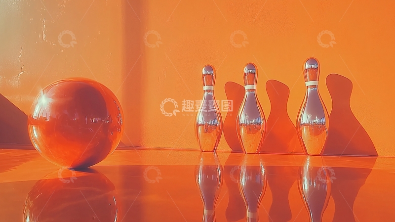 高清大图下载【趣麦麦图】橙色保龄球静物