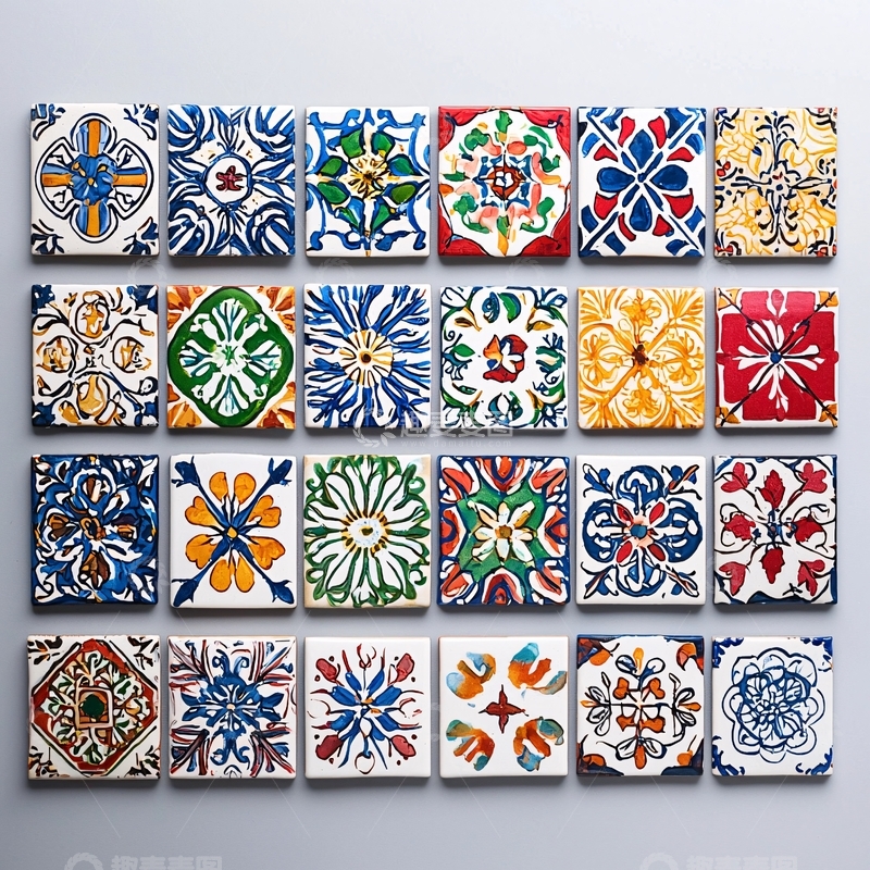 高清大图下载【趣麦麦图】手绘瓷砖小方块